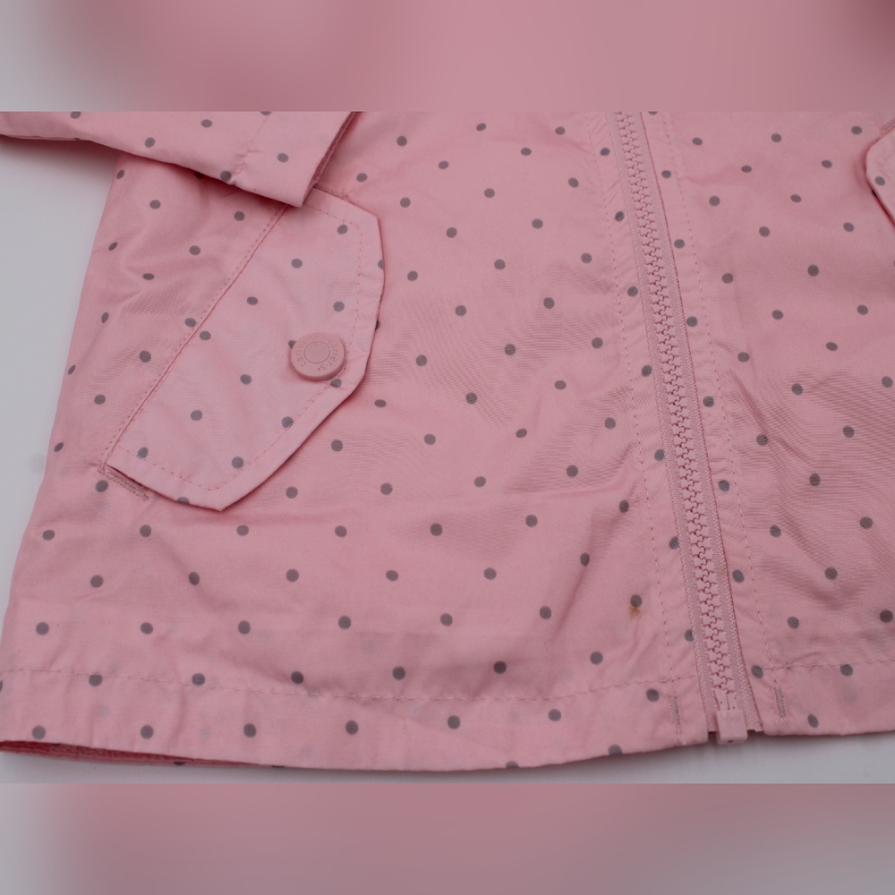 NWT Carter’s Girls 2T Rain Slicker – Light Pink with Grey Polka Dots - Picture 4 of 7